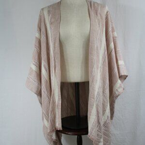 Universal Thread Womens Pink Striped Kimono One Size Fringe Open Front